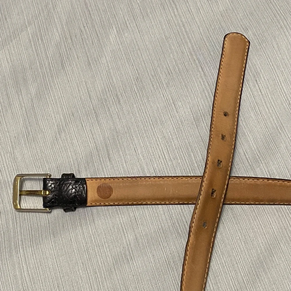 Women's Black Cowhide Leather Belt Size 32 Made in USA Shrunken Grain Capsule